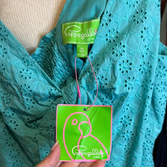 NWT Pappagallo Teal Eyelet Dress - Picture 2 of 3